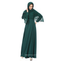 Moda islâmica vestuário abaya rendas bordado abaya vestido poliéster de cor sólida dubai abaya